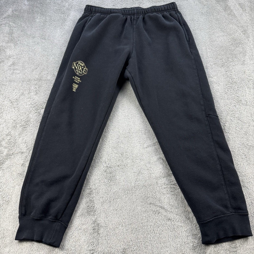 Nike Men's Fine 100% Gold Black Club Jogger Sweatpants Just Do it Workout Large